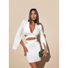 White Cropped Blazer And Skirt Set - Sakkos - $55.00  ~ 47.24€