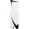White Dress with Black Trim - sukienki - 