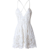 White Lace Romper - sukienki - 