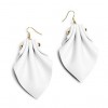 White Leather Earrings - Brincos - 