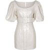 White Linen Fitted Mini Puff Sleeve Dres - Haljine - 