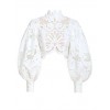 White Long Sleeve Lace Crop Top - Koszule - długie - 
