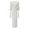 White Maxi Dress with Ruched Sleeve - Anderes - 