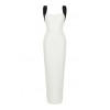 White Midi Dress with Black Strap - Obleke - 