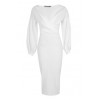 White Off Shoulder Wrap Dress - Drugo - 