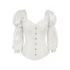 White Puff Shoulder Top - Hemden - lang - 
