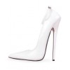 White Tall Heel Ankle Strap Shoes - Klasične cipele - 