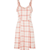 White and Pink Check Dress - Obleke - 