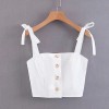 White-breasted lace-up sling top - Shirts - $25.99 