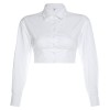 White shirt polo collar waistband slimmi - 半袖シャツ・ブラウス - $25.99  ~ ¥2,925