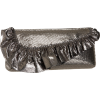 Whiting & Davis Leather Ruffle Asymetrical Flap Clutch Pewter - Clutch bags - $131.19 