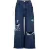 Wide Ripped Jeans - Spodnie Capri - 