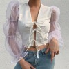 Wild design splicing mesh lace openwork - Shirts - kurz - $25.99  ~ 22.32€