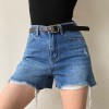 Wild frayed small high waist washed denim shorts - ショートパンツ - $29.99  ~ ¥3,375