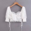 Wild lace embroidered puff sleeves with - Hemden - kurz - $27.99  ~ 24.04€