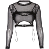 Wild openwork hooded blouse exposed nave - 半袖シャツ・ブラウス - $24.99  ~ ¥2,813