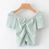 Wild pure color chest elastic knit top - 半袖シャツ・ブラウス - $25.99  ~ ¥2,925