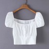 Wild square collar short-sleeved waist s - Camisa - curtas - $25.99  ~ 22.32€