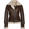 Women Brown Shearling Bomber Jacket - Jacket - coats - $344.00 