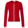 Women Button Knit Cardigan Contrast Color Long Sleeve Shrug BP779 - Flats - $15.88 