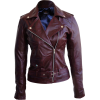 Women Distressed Red Brando Belted Sheep - Chaquetas - 