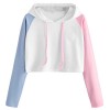 Women Girl Patchwork Long Sleeve Casual Crop Jumper Pullover Tops by Topunder - Camicie (corte) - $2.99  ~ 2.57€