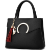Women Luxury Black Faux-Leather Tote Mes - Bolsas com uma fivela - 