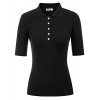 Women Pullover Knitted Tops Half Sleeve Round Collar Lapel with Buttons - Hemden - kurz - $1.99  ~ 1.71€