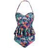 Women Sexy Strapless Two Piece Retro Bikini Push up Floral Peplum Padded Swimsuit - Swimsuit - $9.99 
