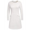Women Simple Plain Long Sleeve Dress with Pockets - ワンピース・ドレス - $28.99  ~ ¥3,263