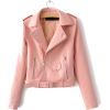 Women Sky Blue Brando Belted Leather Jac - Jacket - coats - $69.00 