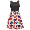 Women Vintage Apple Sleeveless Pleated Cocktail Party Swing Dress - Dresses - $26.99 