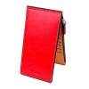 Womens Leather Bifold Multi Card Case Thin Wallet with Zipper Pocket - Wallets - $14.99 