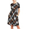 Womens Plaid Print Scoop Neck Casual Swing Tunic Mini Dress With Pockets - Obleke - $10.99  ~ 9.44€