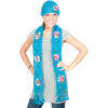 Womens Winter Fashion Multi colored Embroidered long scarf and beanie ski cap hat gift set - 7 colors Blue - Šali - $14.99  ~ 12.87€