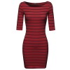 Women's Basic Every Day Boat Neck Stretch Stripe 3/4 Sleeve Mide Dress - Dresses - $8.98 