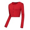 Women's Button Down Crew Neck Cropped Cardigan Knitted Sweater - Shirts - $16.96 