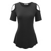 Women's Casual Loose Hollowed Out Shoulder Three Quarter Sleeve/Short Sleeve Semi-Loose Strappy Cold Shoulder Top - Camicie (corte) - $15.95  ~ 13.70€