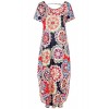 Women's Casual Loose Pocket Long Dress Short Sleeve Split Maxi Dresses - Dresses - $21.80 