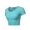 Women's Causal Summer Cute Sexy Cap Sleeve Scoop Neck Solid Crop Top - 半袖衫/女式衬衫 - $8.97  ~ ¥60.10