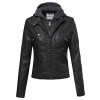 Women's Faux Leather Rider Jacket with Detachable Hood - Outerwear - $19.47 