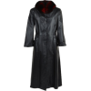 Womens Long Black Leather Trench Coat - Jacket - coats - $299.00 