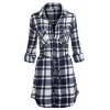 Women's Long Sleeve Button Down Plaid Flannel Belted Tunic Shirt Dress - Košulje - kratke - $12.99  ~ 11.16€