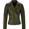 Womens Moto Biker's Style Olive Green Leather Jacket - Kurtka - 203.00€ 