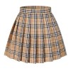 Women`s Plaid Flared British high School Pleated Skirts (4XL,Yellow Mixed White) - Gonne - 