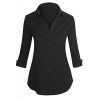 Women's Roll Up 3/4 Sleeve Button Up Collared Shirts with Stretch - Shirts - $8.99 
