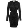 Women's Ruched Casual Party Classic Bodycon Sheath Dress S Black - Dresses - $27.89 