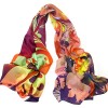 Womens Silk Scarf Long Rectangle Soft Cats Flowers Animal Pattern - Scarf - $63.00 
