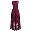 Women's Sleeveless Deep V-Neck Belted Knee Length Evening Party Lace Dress - Dresses - $35.99 
