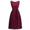 Women's Sleeveless V-Neck Belted Knee Length Evening Party Lace Dress - Dresses - $32.99 